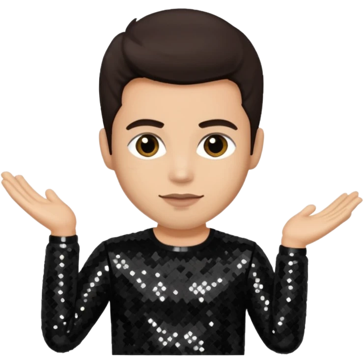David Silveria from Korn with dark brown hair, light skin, black sequin outfit emoji
