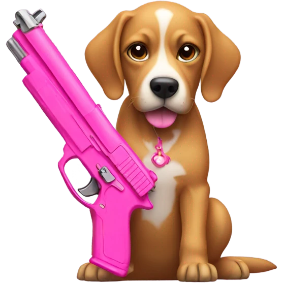Dog with a pink gun emoji