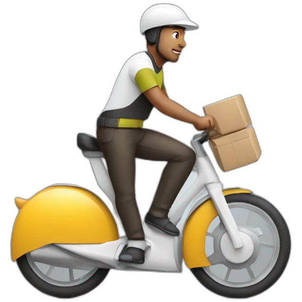 White Food delivery rider on bike. emoji