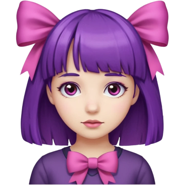 girl with bangs and purple hair and pink bow emoji