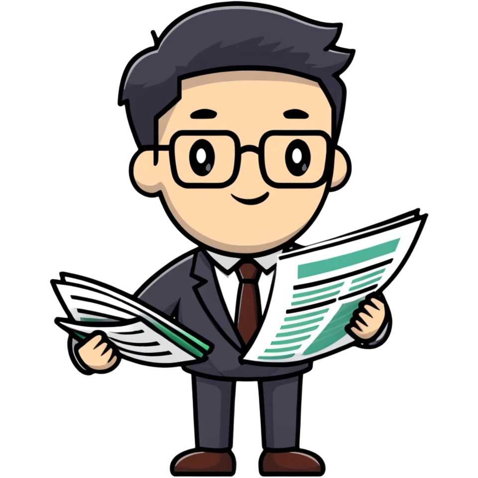 professional male accountant working with financial documents emoji
