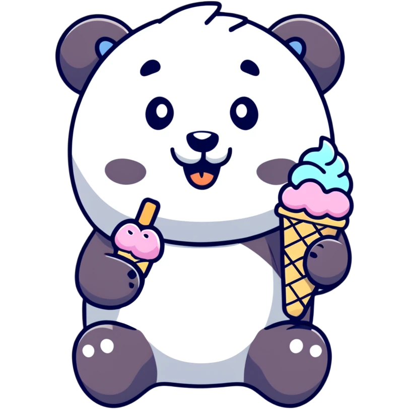 Panda eating ice cream emoji