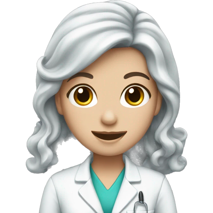 White girl dentist with long curly dark hair  emoji
