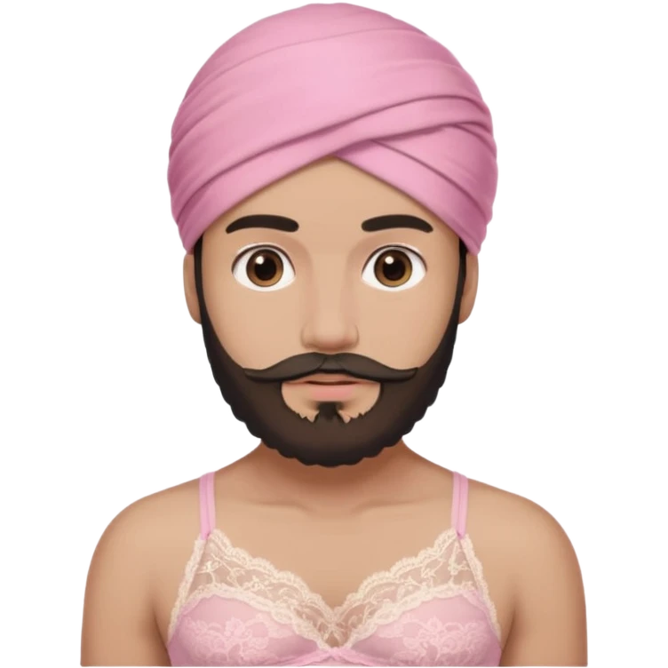 یه مرد با عمامه‌ که لباس زیر زنونه پوشیده و ریش داره emoji