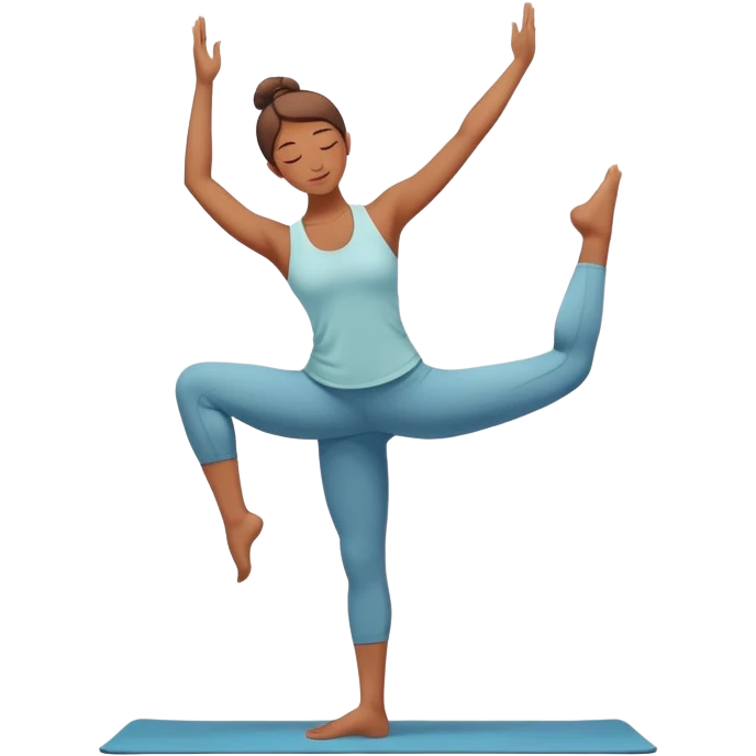 person in yoga pose balancing on one leg, centered and calm emoji