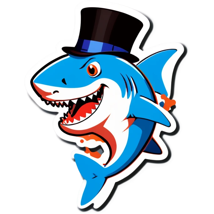 Shark with a top hat emoji