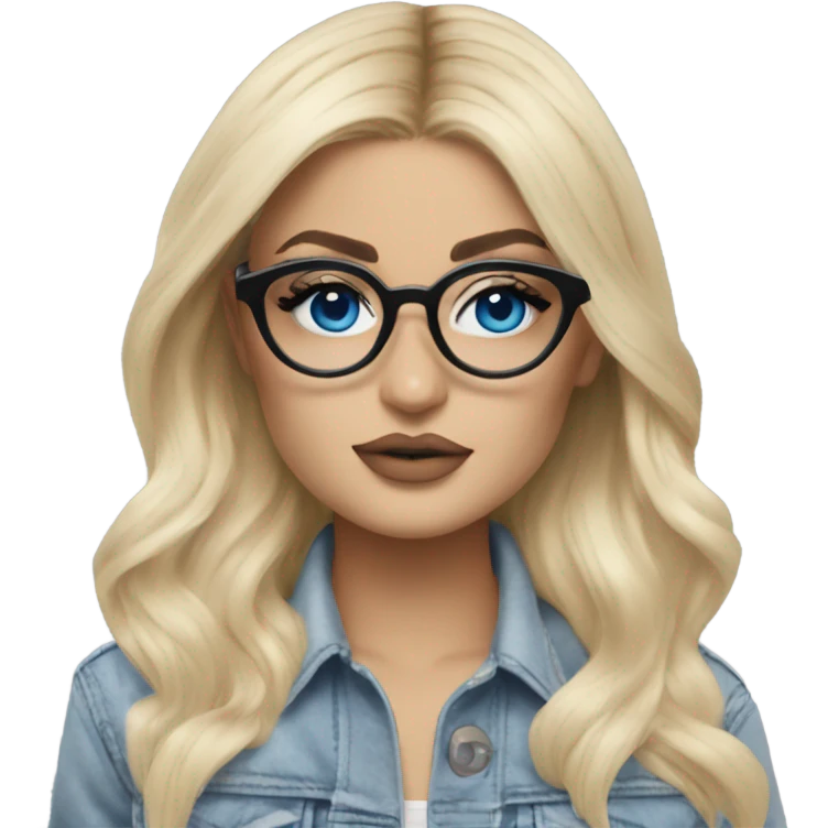Hyper real blonde kylie jenner with blue eyes and glasses  emoji