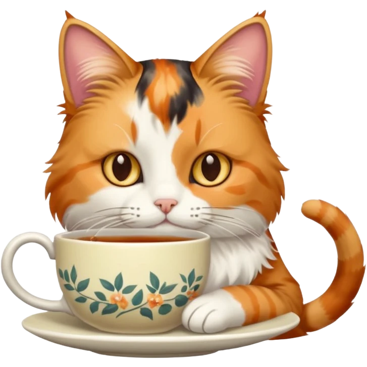 Çay içen kedi emoji