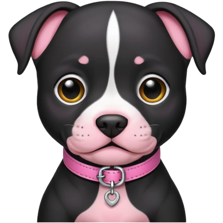 Black pitbull puppy that has a pink collar emoji