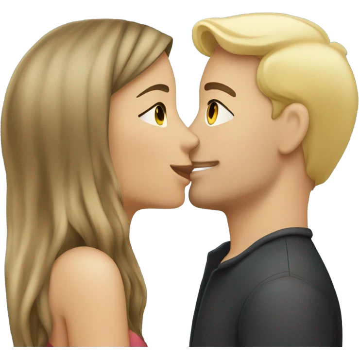 brunette girl kissing blonde man emoji