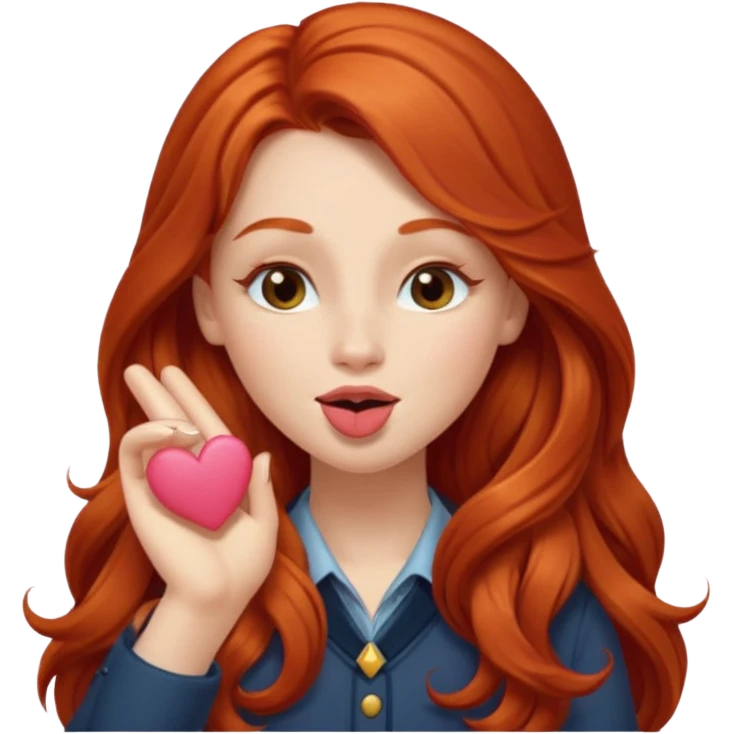 Long haired redhead winking & blowing kisses emoji