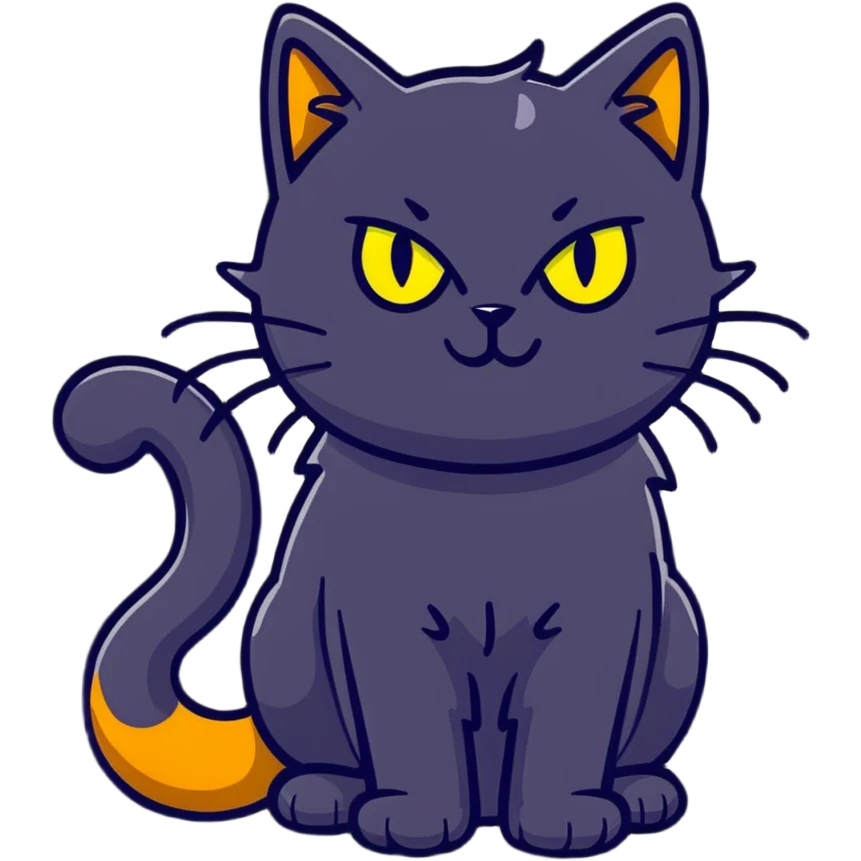 halloween cat with glowing yellow eyes and raised fur emoji