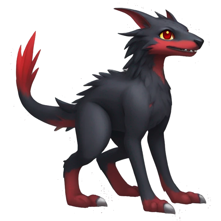 Anthro Cute cool black red nargacuga animal hybrid Fakemon full body emoji