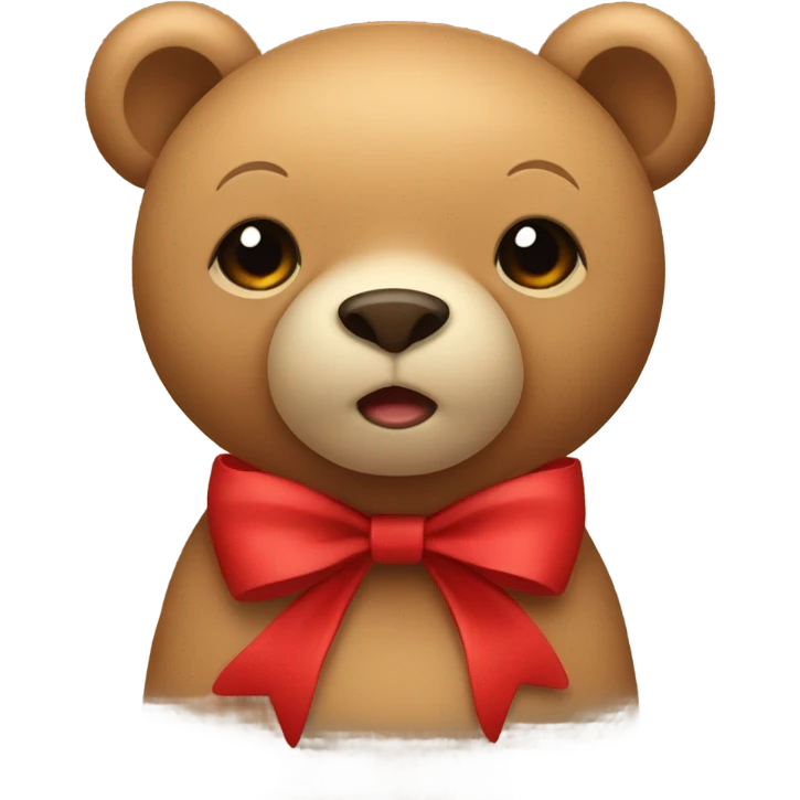 Light brown bear with red bow  emoji