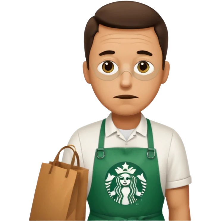 create a emoji for my male friend who is doing double shifts at starbucks and tired  emoji