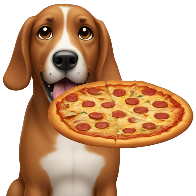 a dog eating pizza emoji