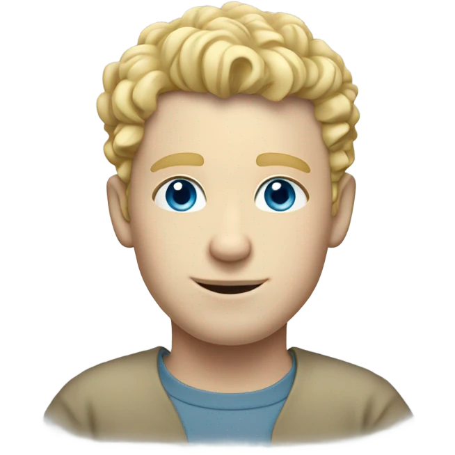 Man with short curly blonde hair and light blue eyes and pale skin emoji