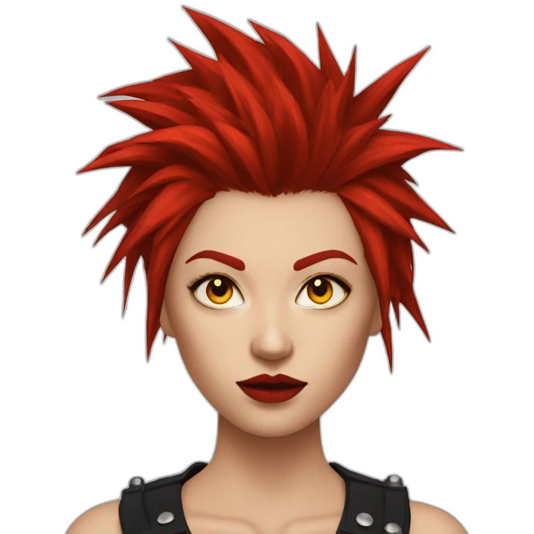 A Woman With Long Spiky Red Hair And Red Make Up. Yellow Eyes. Punk. emoji