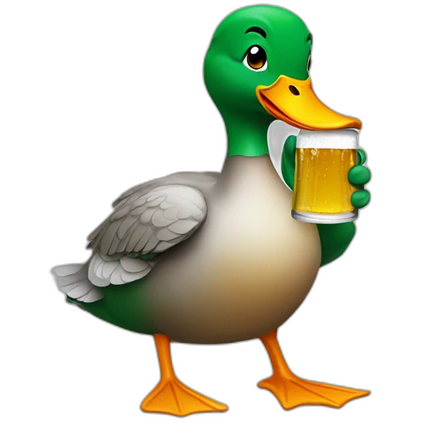 Duck drinking beer emoji