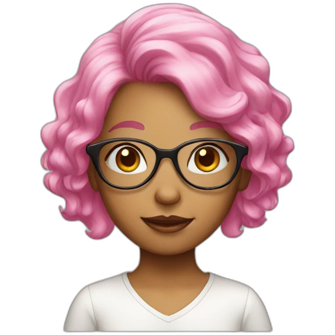 girl with pink hair and glasses emoji