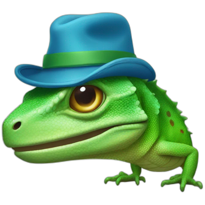 Lizard with bkue hat emoji