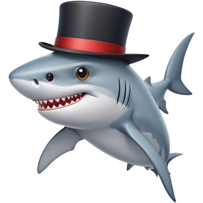 Shark with a top hat emoji