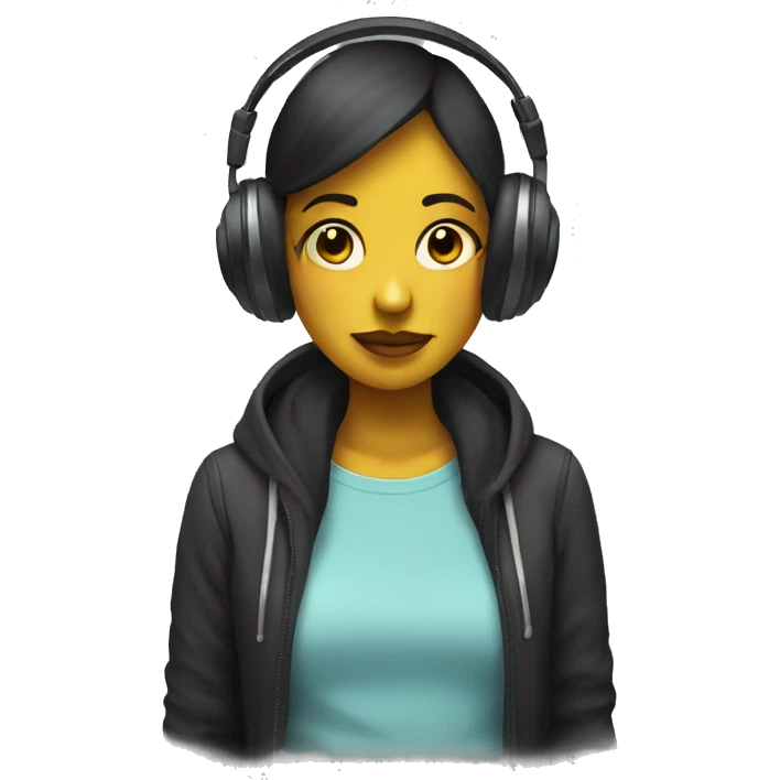 Girl dj with no face and with headphons emoji