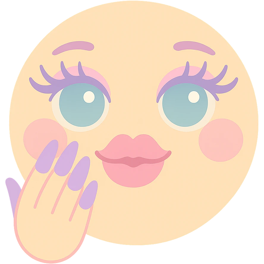 glamorous emoji with fake nails, long lashes, big lips, and full makeup emoji