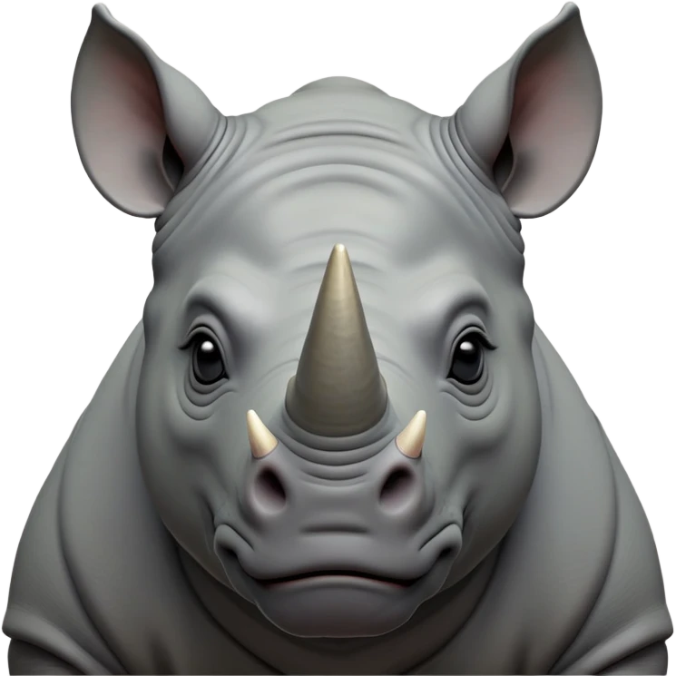 cinematic-noble-rhinoceros-portrait-emoji,-poised,-with-a-massive,-powerful-build-and-a-thick,-hide-of-slate-gray,-deep-set-soulful-piercing-eyes,-simplified-yet-sharp-and-sophisticated-features,-highly-detailed, with large black eyes, szoomed out showing houlders emoji