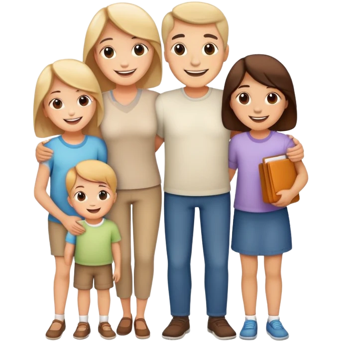 happy family with parents and children together emoji