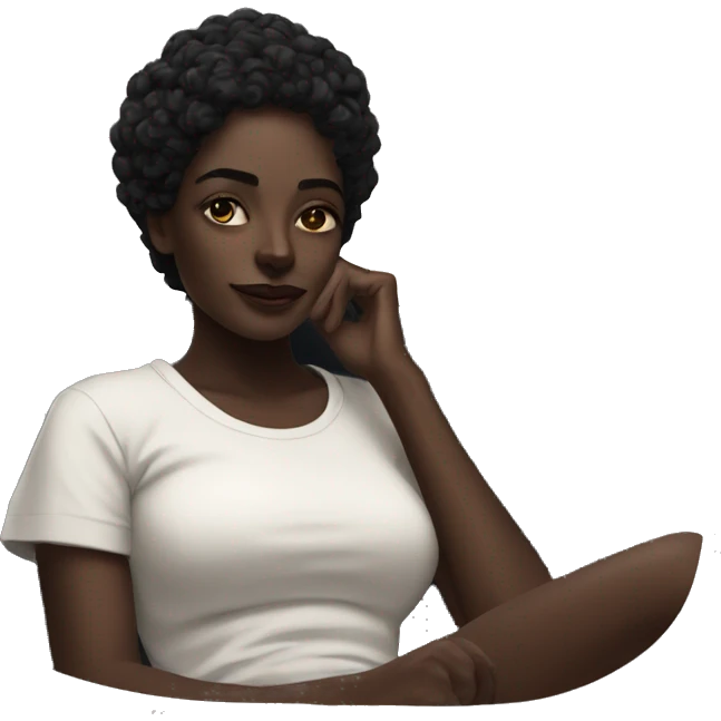 realistic portrait of dark beauty relaxing emoji