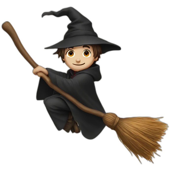 harry potter on a broom emoji