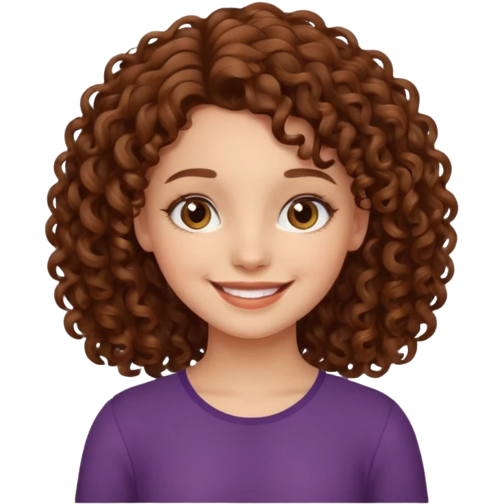 crée moi une jeune fille très belle avec les cheveux bouclés brune emoji