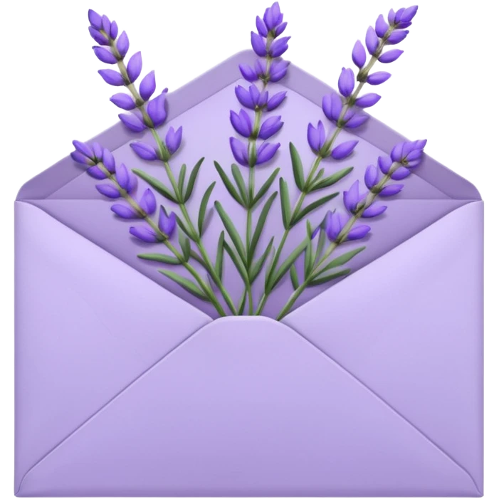 Pastel light whitish purple envelope with lavender flowers inside  emoji