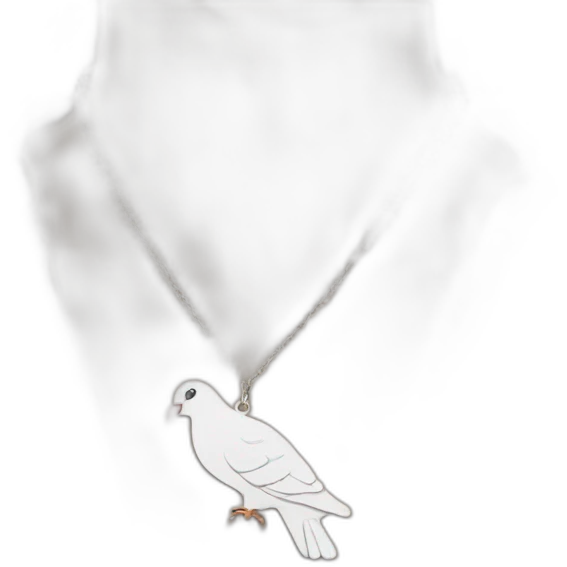 white pigeon necklace on neck emoji
