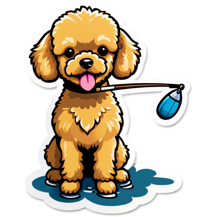 Golden toy poodle fishing emoji