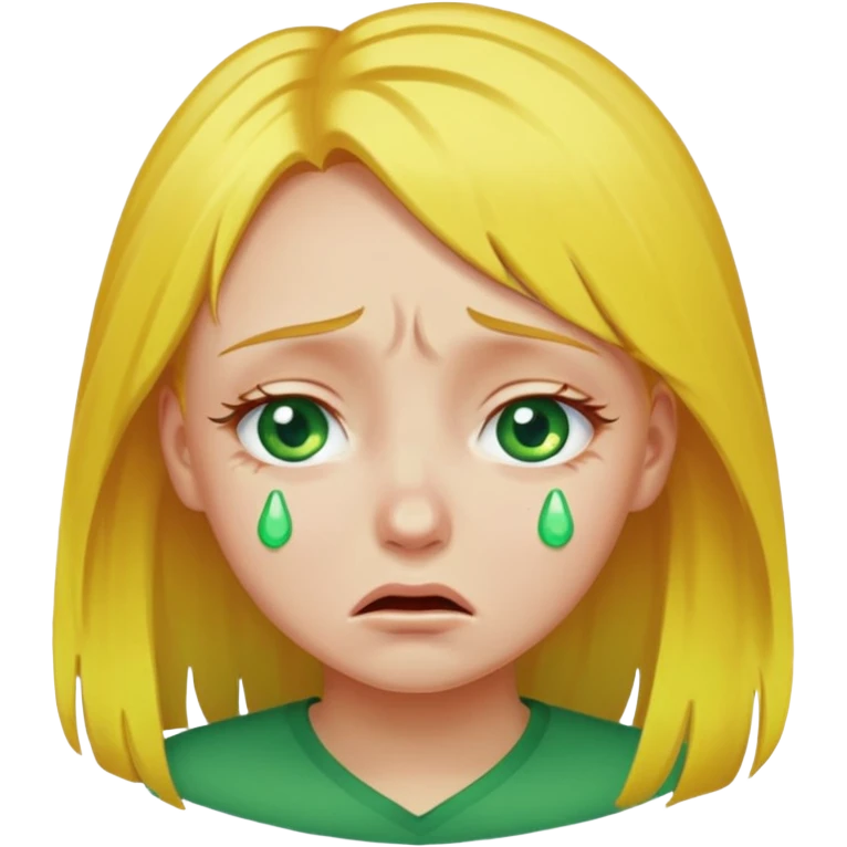 the girl is that criying she has green eyes and yellow hair emoji