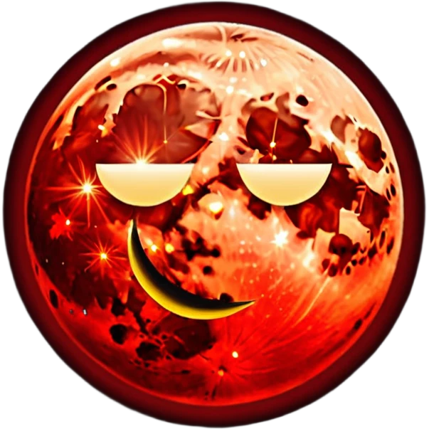 glitter red blood moon crescente emoji