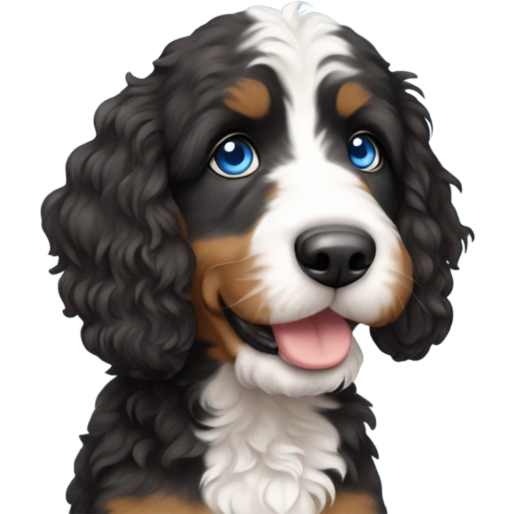 Mini bernadoodle with blue eyes  emoji