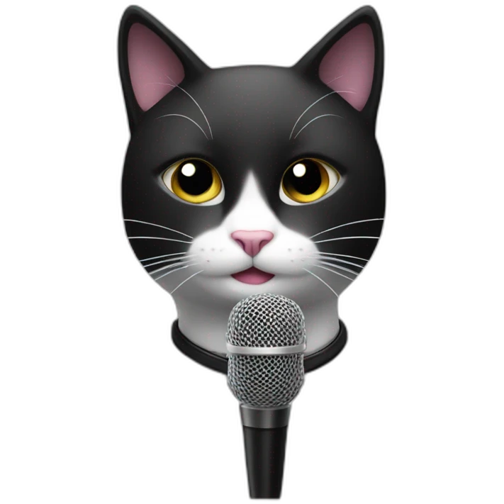 Karaoke-black-and-white-cat emoji