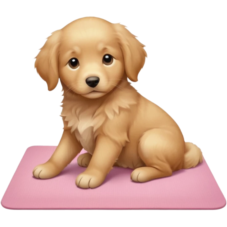 Golden retriever puppy on light pink yoga mat emoji
