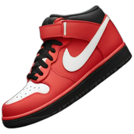 Chaussure Nike rouge et blanche avec le logo en noir emoji