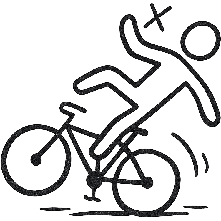 minimalistic all white cyclist losing balance and falling emoji