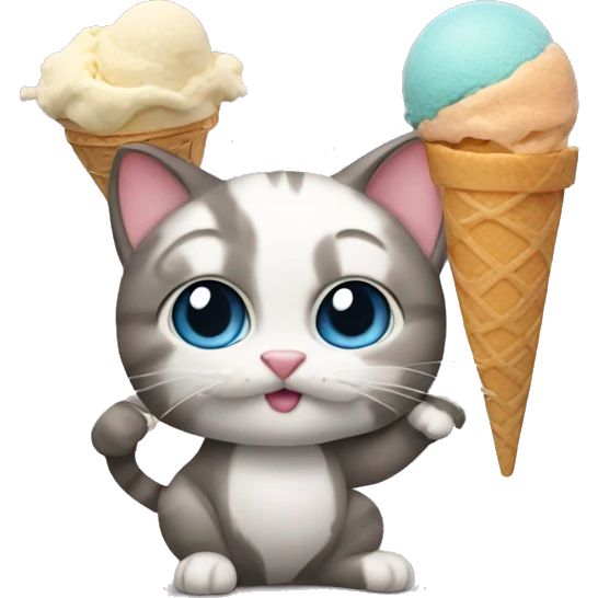 Cat eating an ice cream emoji