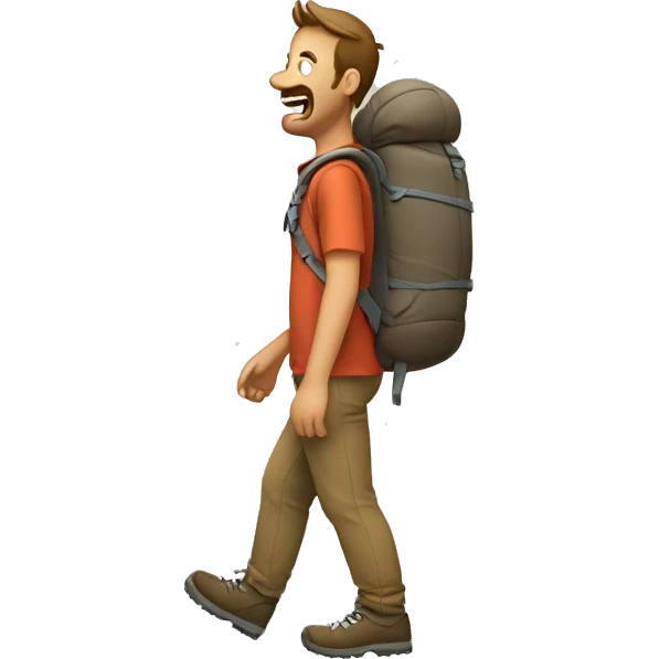 hiking man with hurt backbone emoji