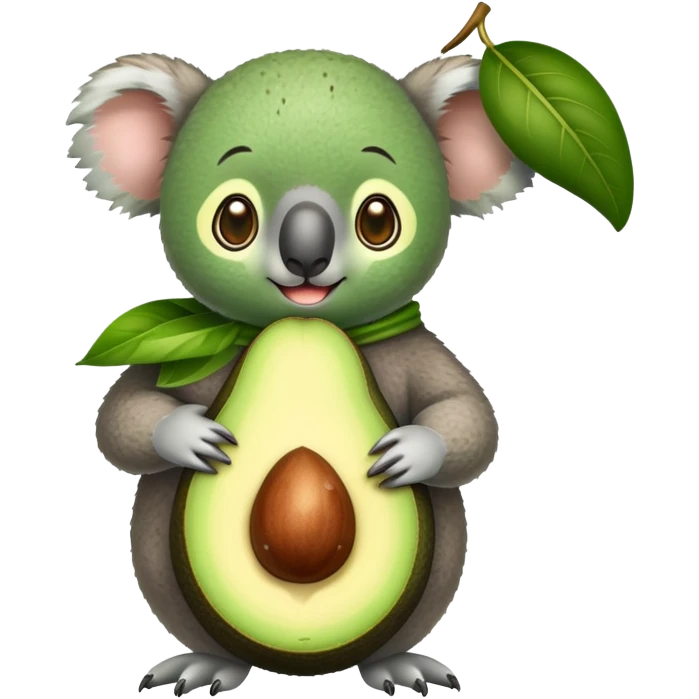 Koala dressed like an avocado emoji
