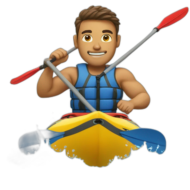 Strong man kayaking water emoji