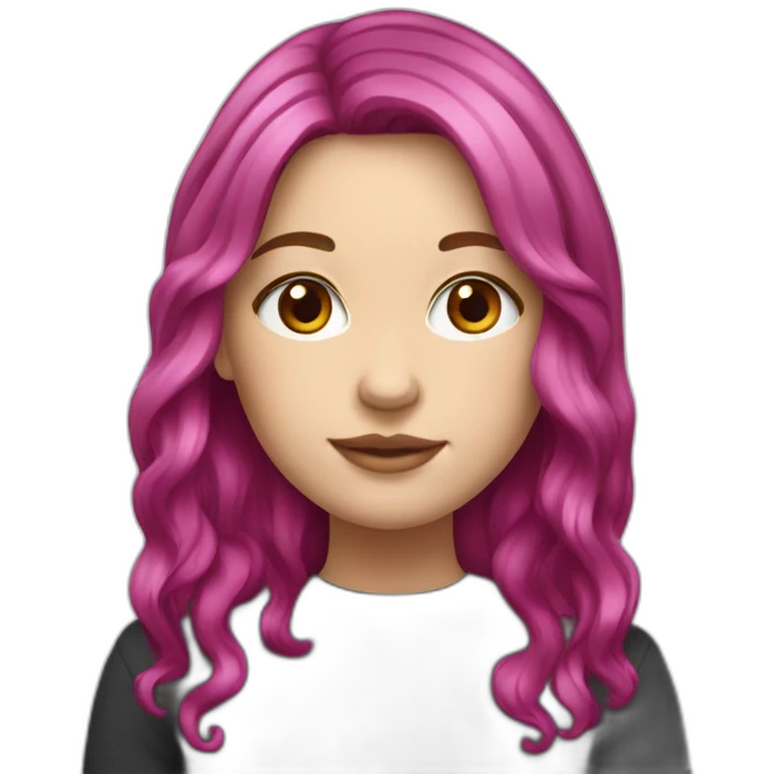 White girl with medium long magenta hair  emoji
