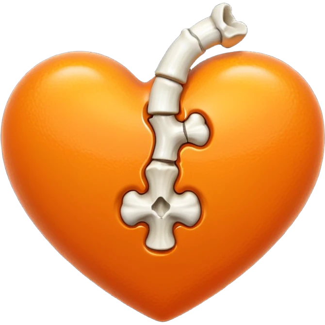 orange heart with a bone through it emoji