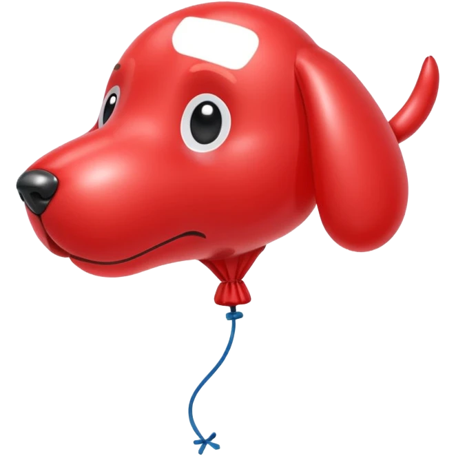 a ballon shaped like a dog red emoji
